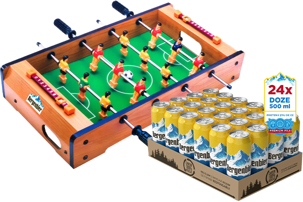 Masă foosball + 24 doze Bergenbier